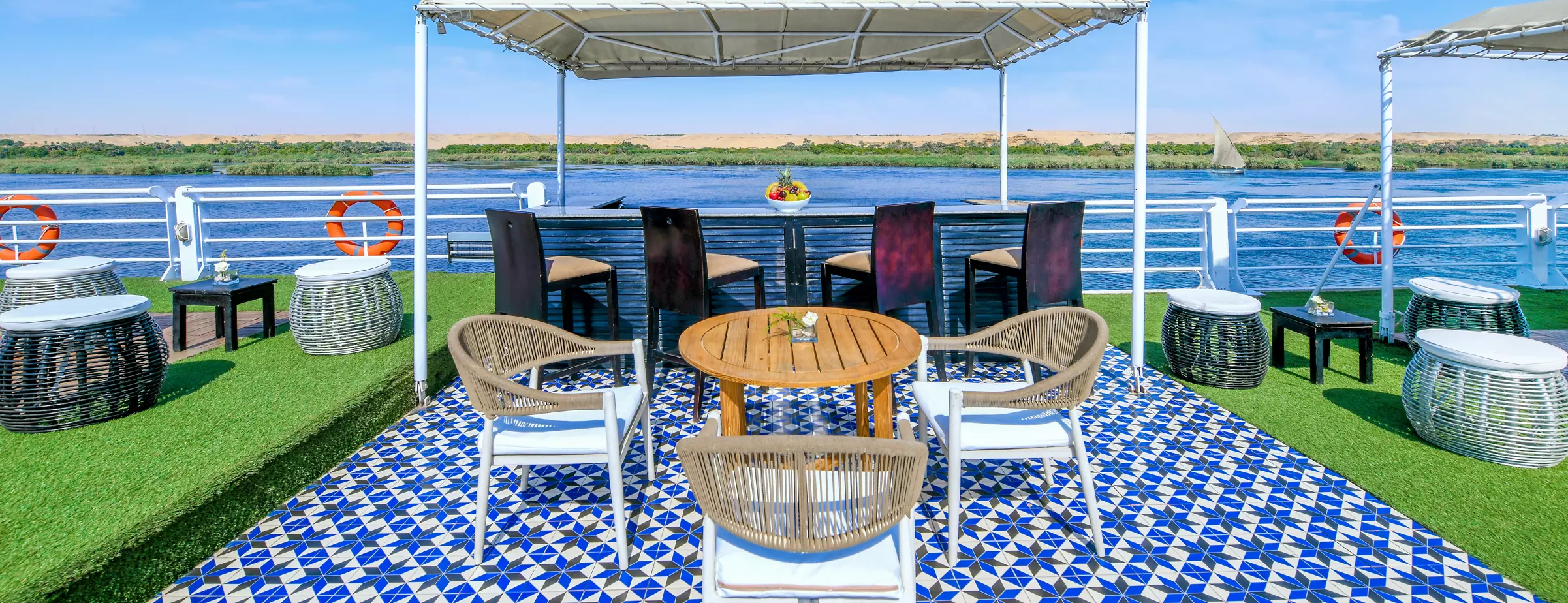 Sun deck of the Mövenpick MS Sun Ray Nile cruise